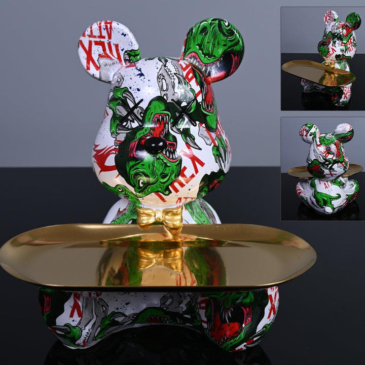 Animal Sculpture | Resin Bear with Tray Decoration