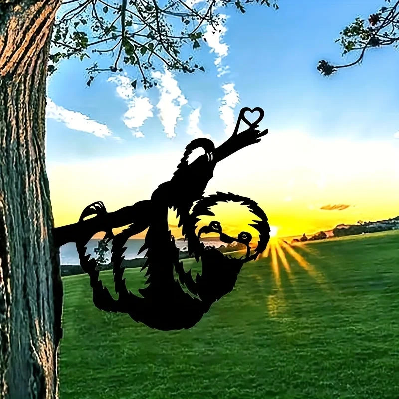 SilhouetteSloth | Cute Garden Sculpture on Branch