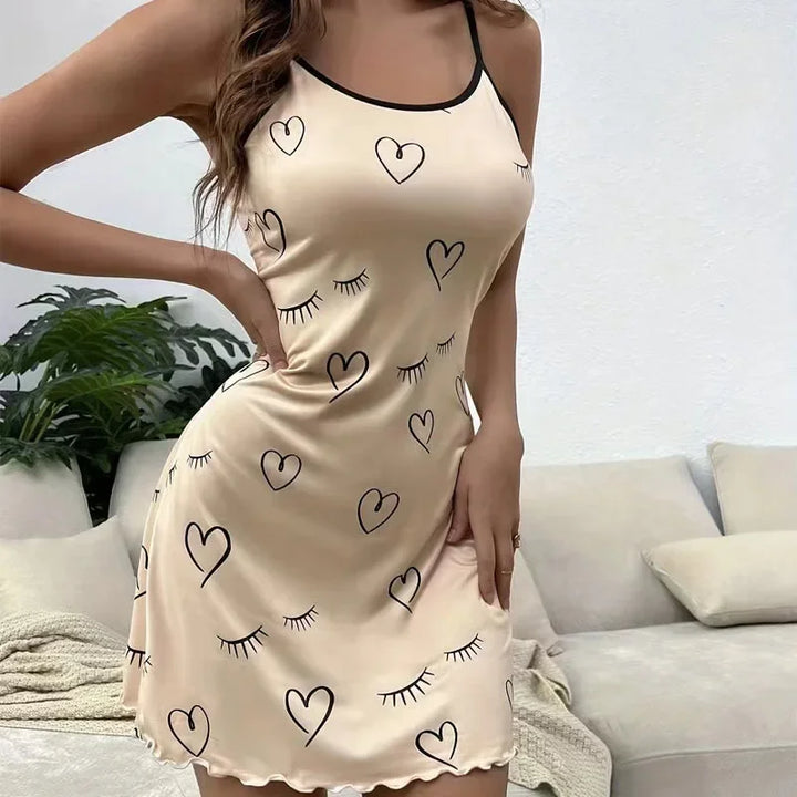 CartoonChic | Sleeveless Nightgown with O-Neck for Women
