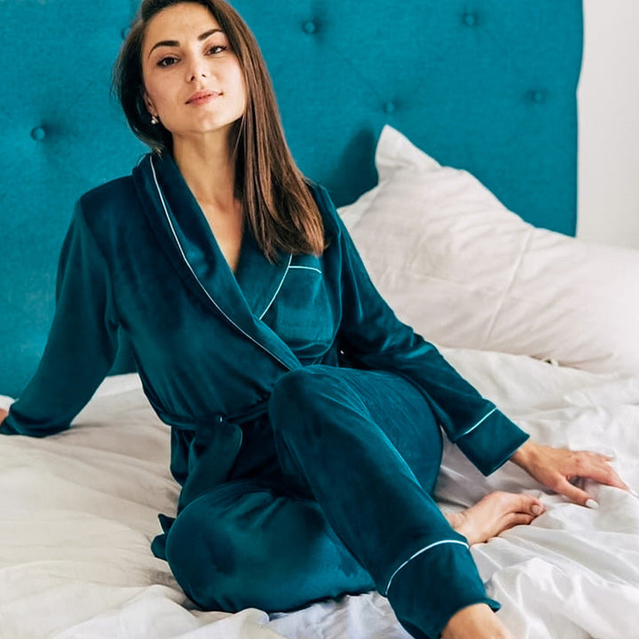 VelvetChic | Luxe Kimono Bathrobe & Pajama Set for Women