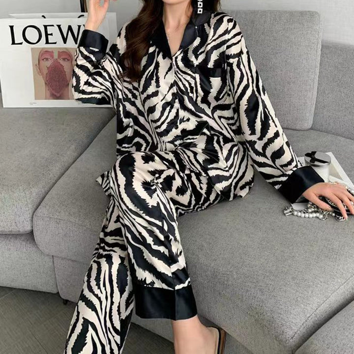 LuxeSilk | Women's Faux Silk Pajama Set with Long Sleeves