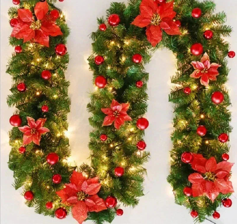 Christmas Garland | Elegant Rattan Banner with LED Lighting