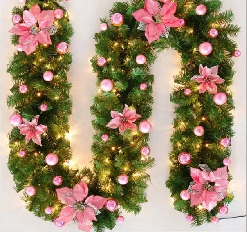Christmas Garland | Elegant Rattan Banner with LED Lighting