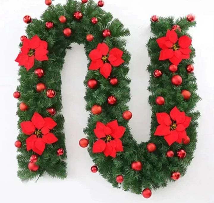 Christmas Garland | Elegant Rattan Banner with LED Lighting