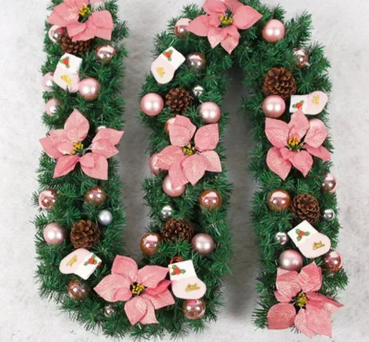 Christmas Garland | Elegant Rattan Banner with LED Lighting