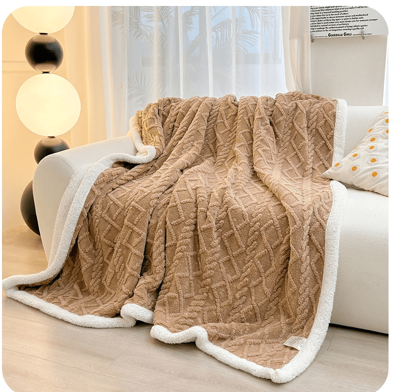 CoralCuddle | Thick Lambswool Blanket for the Couch