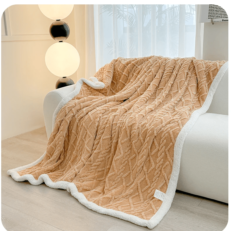 CoralCuddle | Thick Lambswool Blanket for the Couch