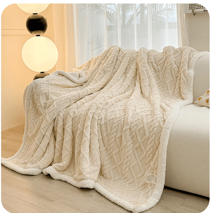 CoralCuddle | Thick Lambswool Blanket for the Couch