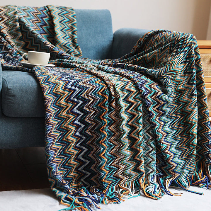 BohoBreeze | Knitted Blanket with Tassels