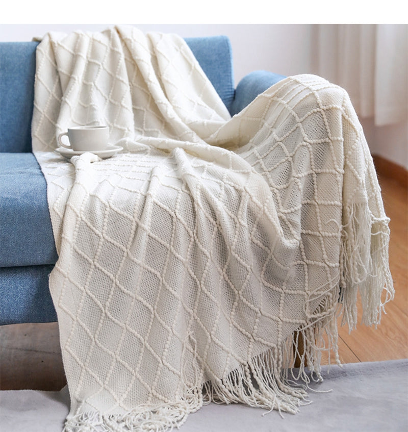 BohoBreeze | Knitted Blanket with Tassels