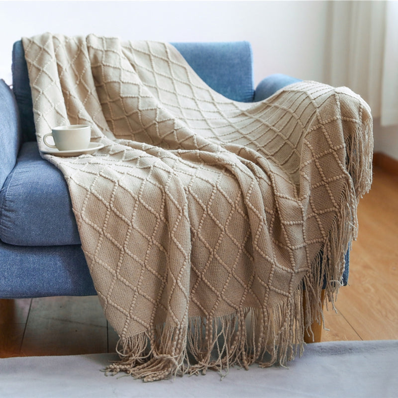 BohoBreeze | Knitted Blanket with Tassels
