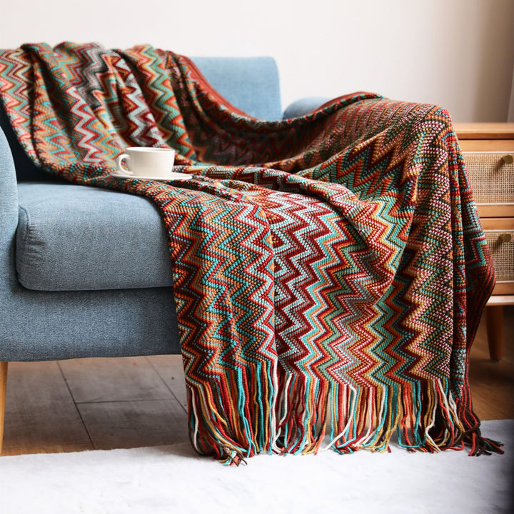 BohoBreeze | Knitted Blanket with Tassels