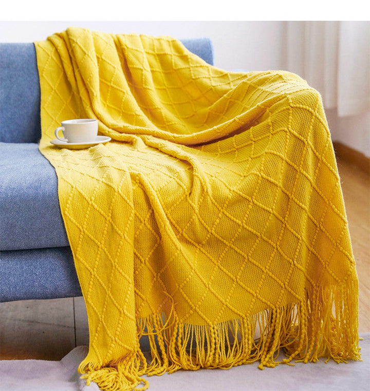 BohoBreeze | Knitted Blanket with Tassels