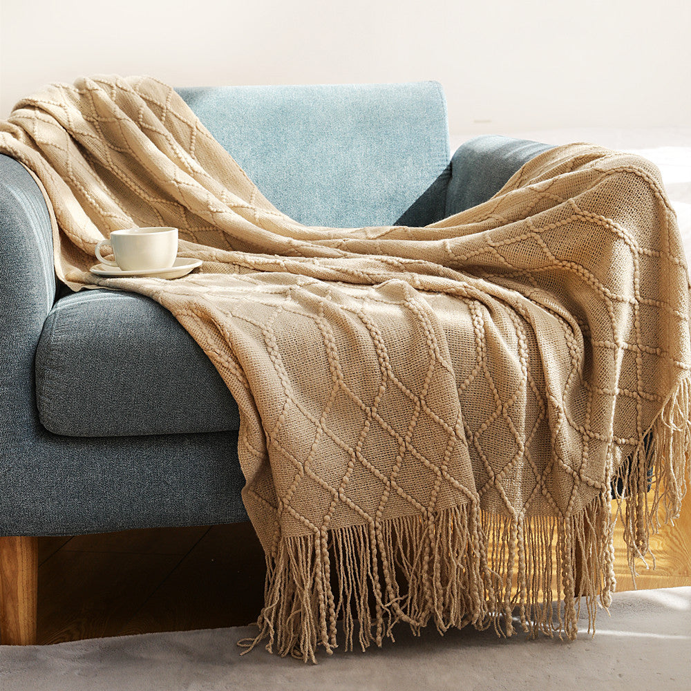 BohoBreeze | Knitted Blanket with Tassels