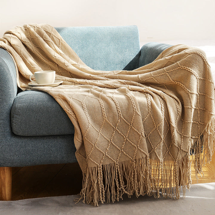 BohoBreeze | Knitted Blanket with Tassels