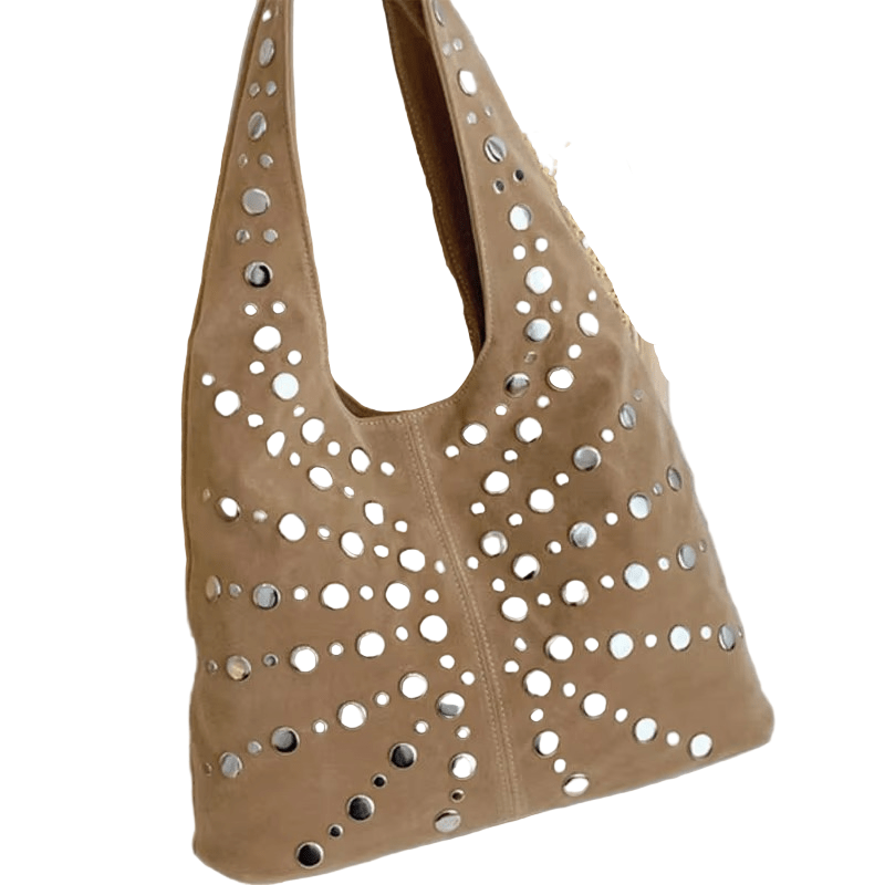 PunkLuxe – Vintage Shoulder Bag with Studs and Polkadot Detail
