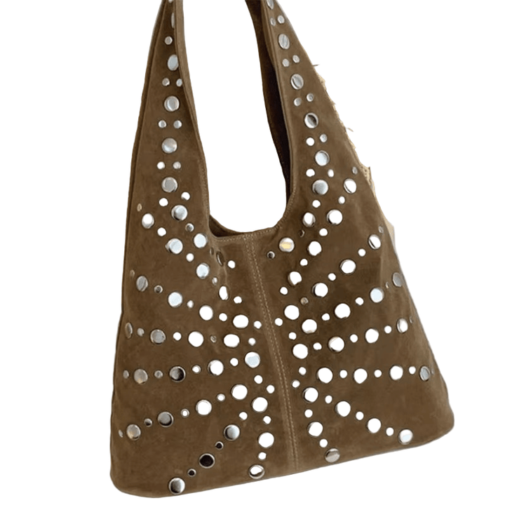 PunkLuxe – Vintage Shoulder Bag with Studs and Polkadot Detail