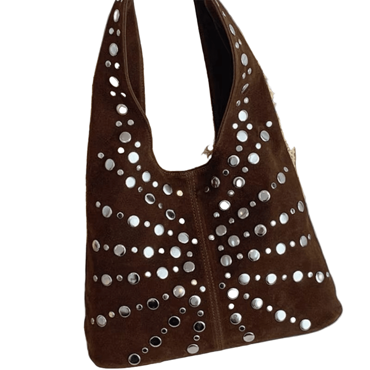 PunkLuxe – Vintage Shoulder Bag with Studs and Polkadot Detail