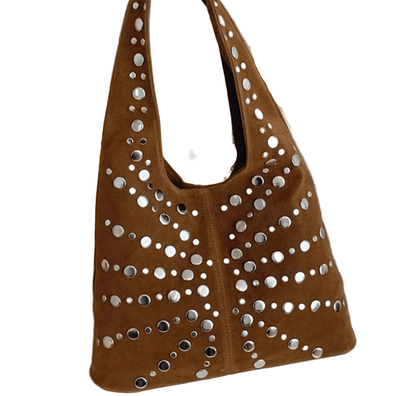 PunkLuxe – Vintage Shoulder Bag with Studs and Polkadot Detail