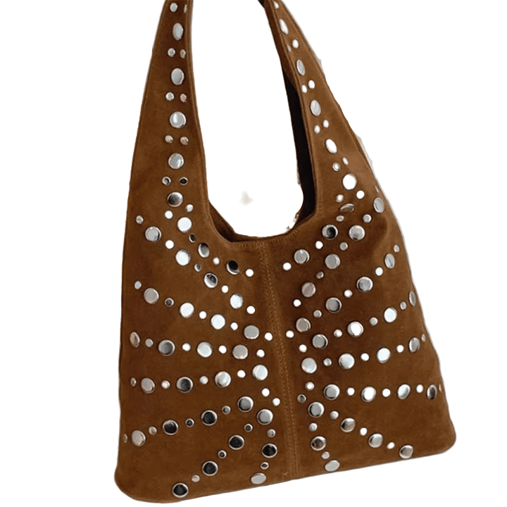PunkLuxe – Vintage Shoulder Bag with Studs and Polkadot Detail