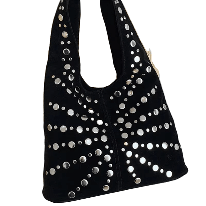 PunkLuxe – Vintage Shoulder Bag with Studs and Polkadot Detail