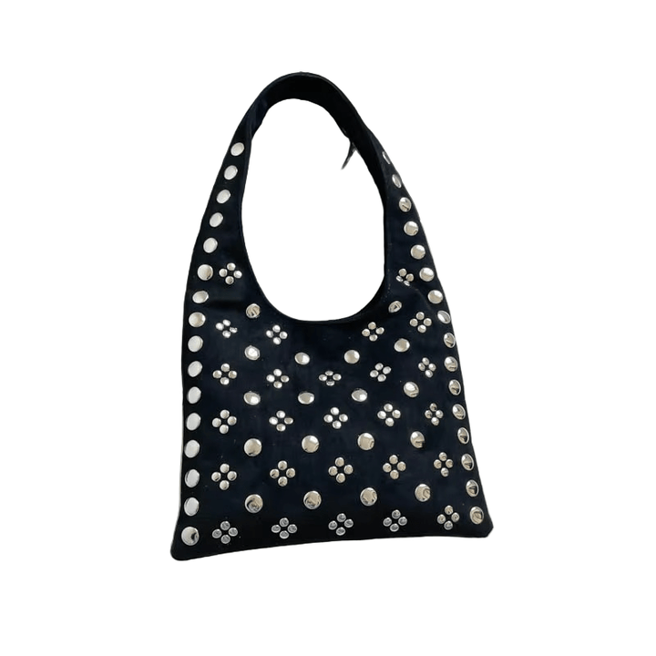 PunkLuxe – Vintage Shoulder Bag with Studs and Polkadot Detail