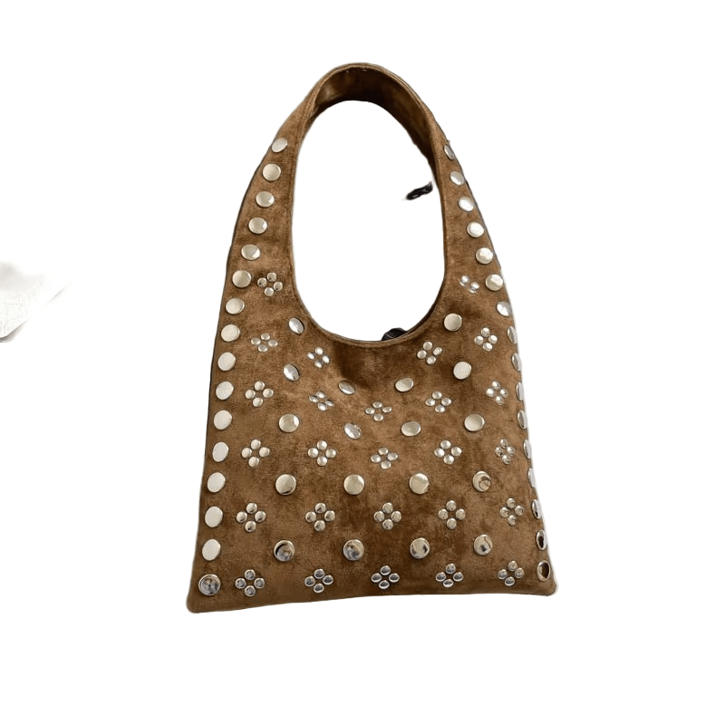 PunkLuxe – Vintage Shoulder Bag with Studs and Polkadot Detail