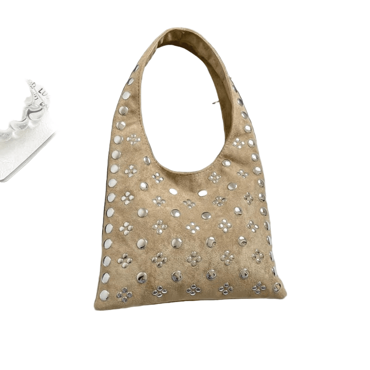 PunkLuxe – Vintage Shoulder Bag with Studs and Polkadot Detail