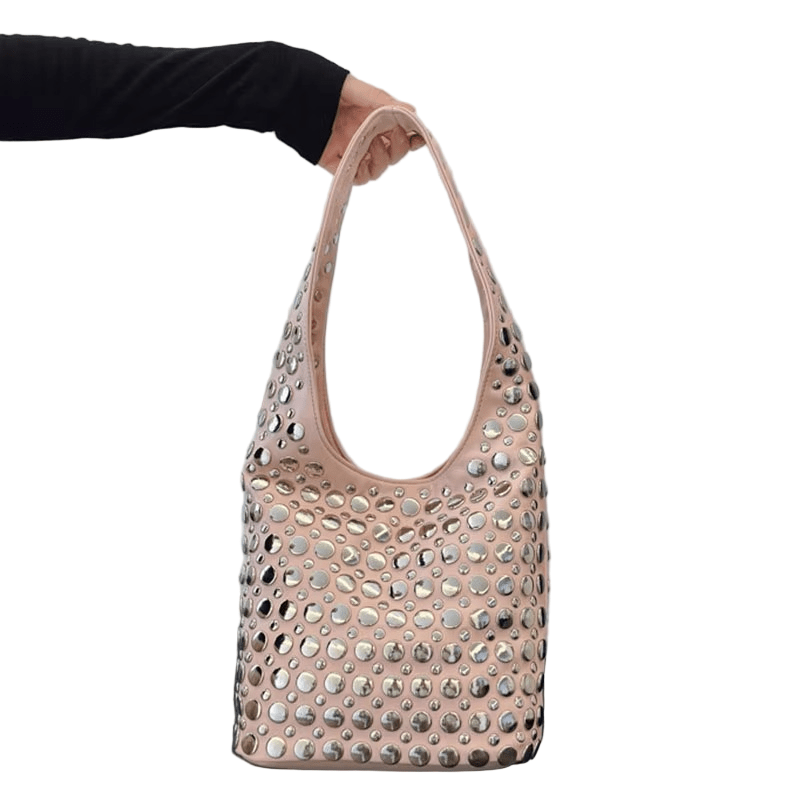 RetroChic – Soft PU Leather Women's Handbag with Stud Details