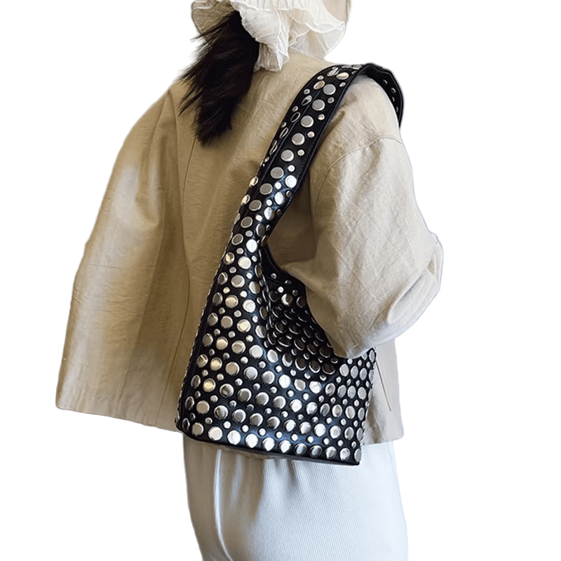 RetroChic – Soft PU Leather Women's Handbag with Stud Details