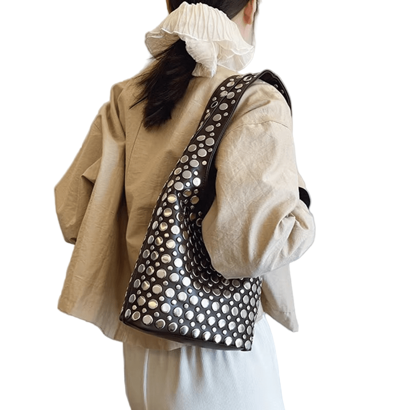 RetroChic – Soft PU Leather Women's Handbag with Stud Details