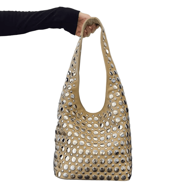 RetroChic – Soft PU Leather Women's Handbag with Stud Details