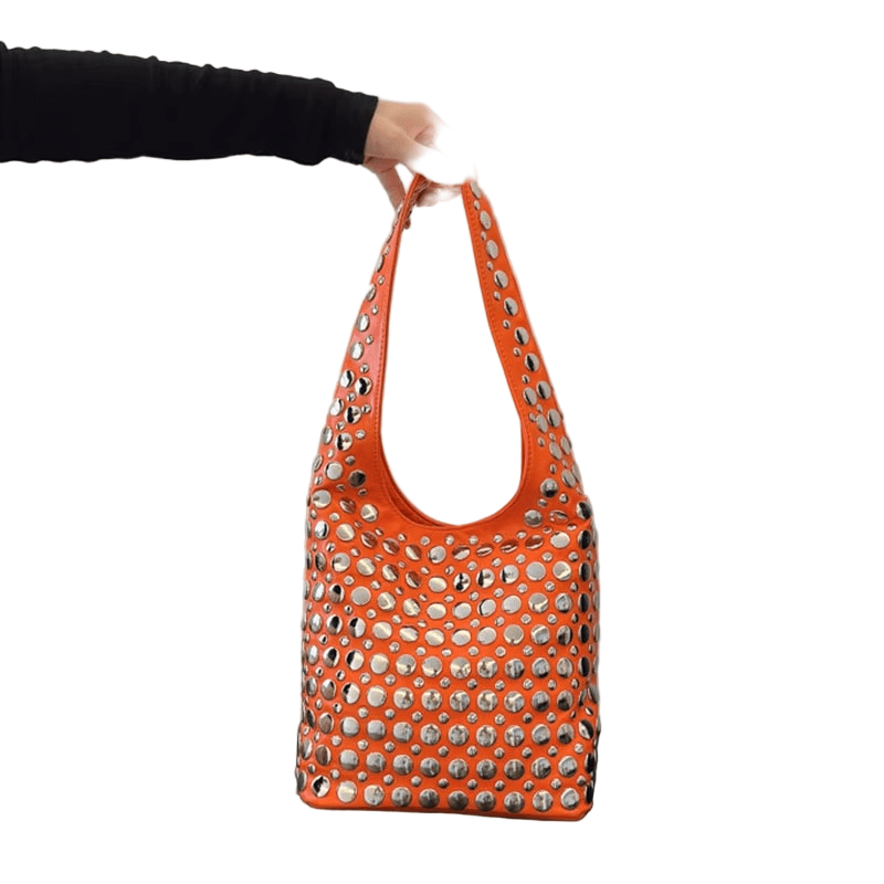 RetroChic – Soft PU Leather Women's Handbag with Stud Details