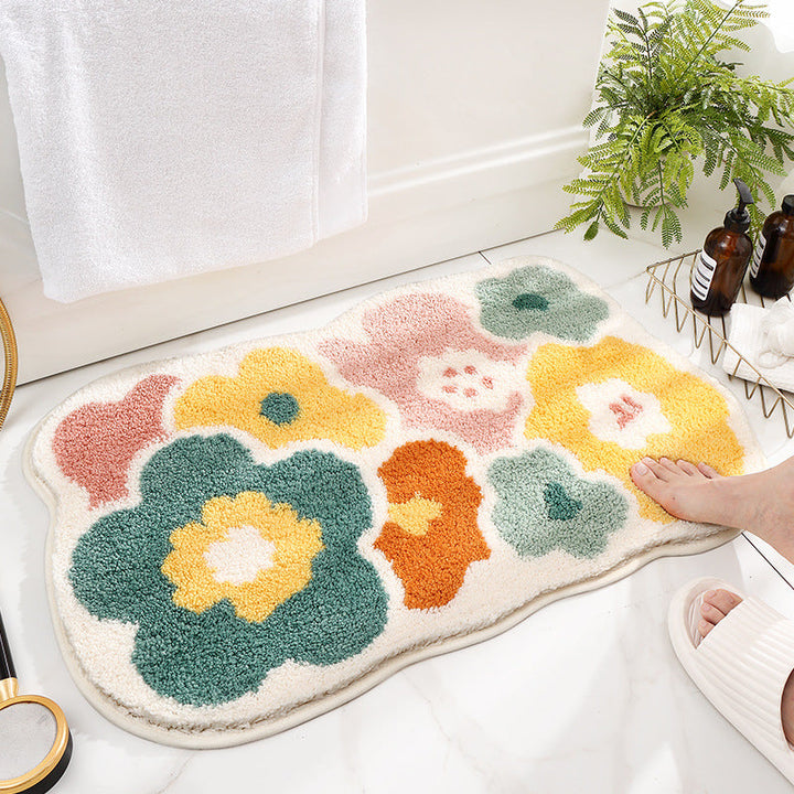 FloralElegance | Luxe Antislip Flower Floor Mat for Home