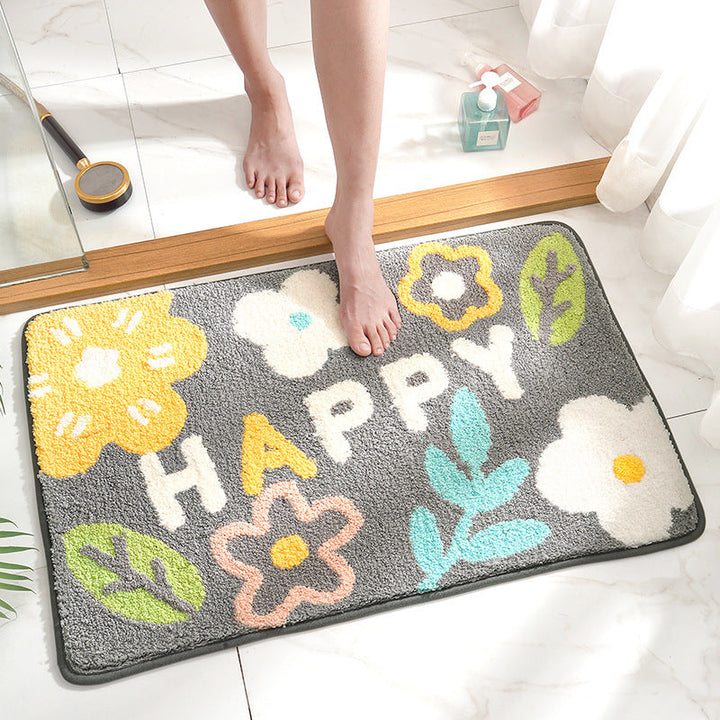FloralElegance | Luxe Antislip Flower Floor Mat for Home