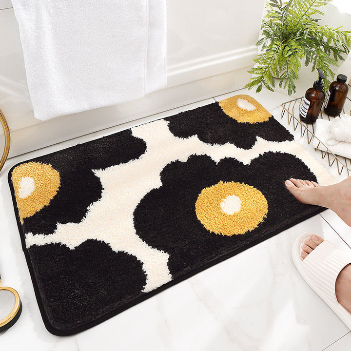 FloralElegance | Luxe Antislip Flower Floor Mat for Home