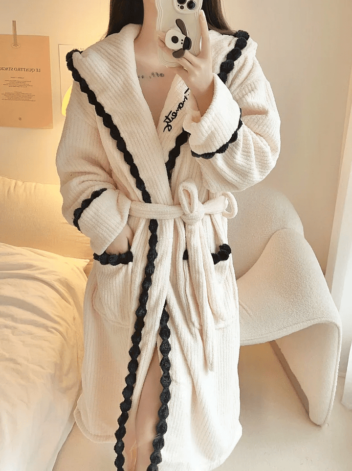 LuxeFlanel | Thick Coral Velvet Robe with Long Hood