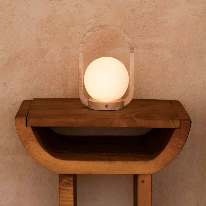 Skye Light Brown Wooden Cordless Lamp | Rechargeable and Dimmable Design