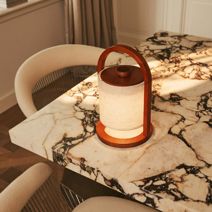 River Chestnut Wooden Rechargeable Lamp - Dimmable and Wireless Light