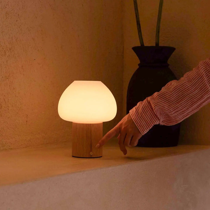 Fynn Light Brown Wooden Lamp – Rechargeable and Dimmable