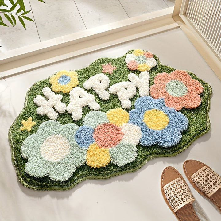 FloraCush - Extra Absorbent Floral Bath Mat - Luxury Mat with Elegant Design