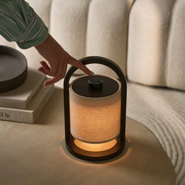 River Dark Brown Wireless Wooden Lamp – 100 Hours Battery & Dimmable