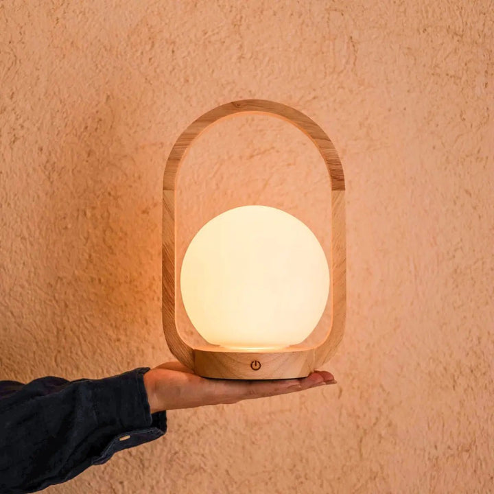 Skye Light Brown Wooden Cordless Lamp | Rechargeable and Dimmable Design