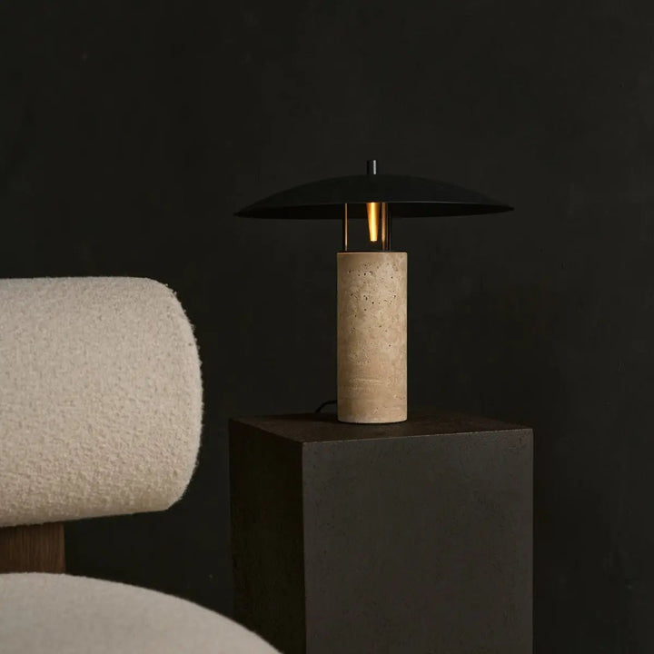 Nicolaas Travertine Lamp – elegant handmade design with metal and travertine