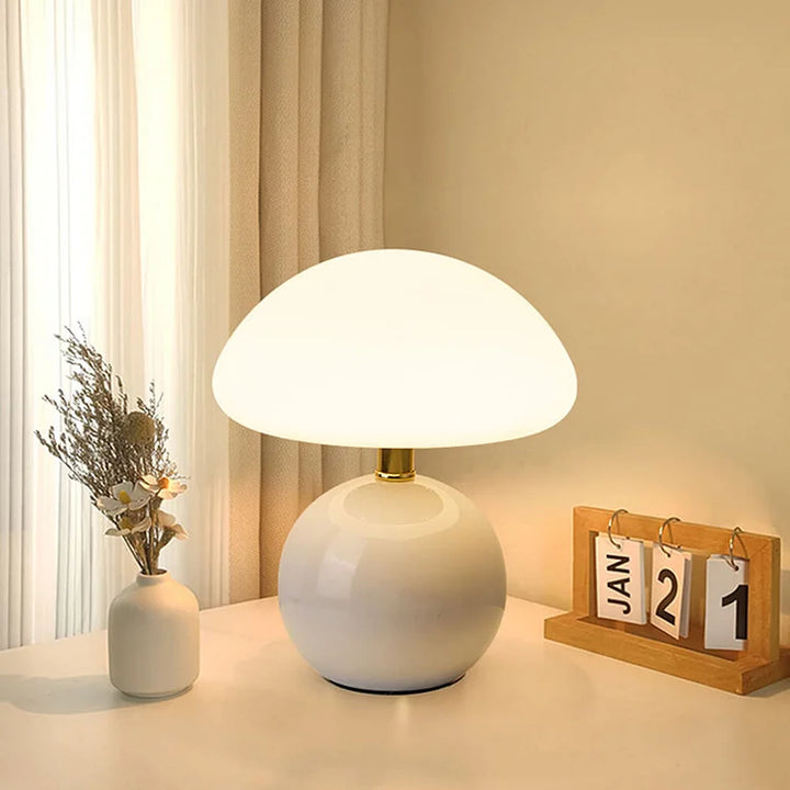 ParisLune – Ceramic Mushroom Table Lamp in French Style with Adjustable Lighting