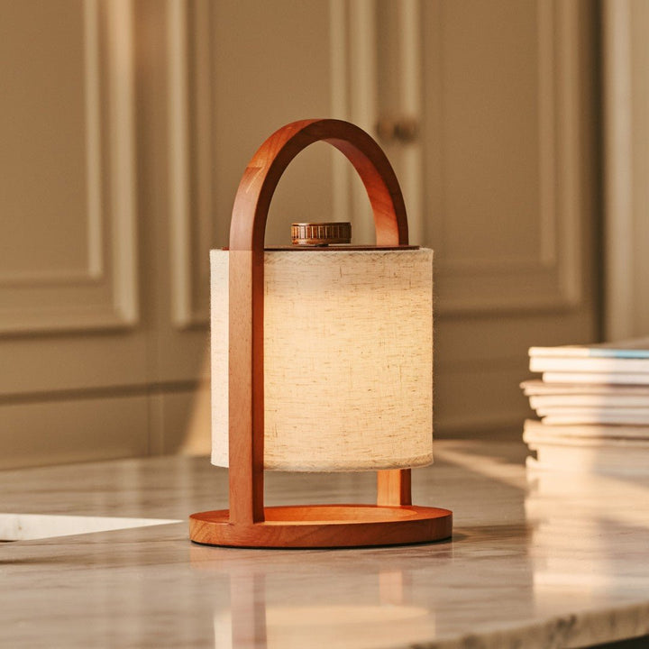 River Chestnut Wooden Rechargeable Lamp - Dimmable and Wireless Light