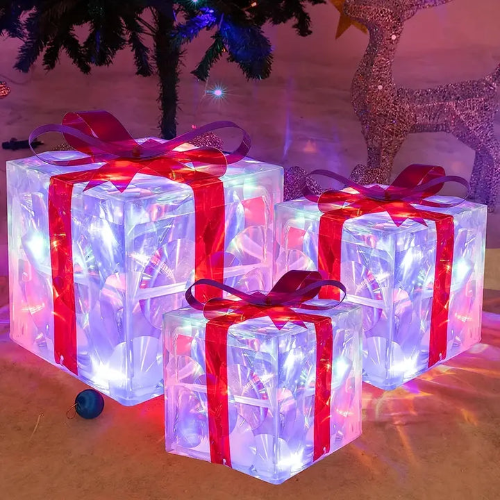 GlowBox – LED Gift Box Set for Christmas Decoration (3 Pieces)