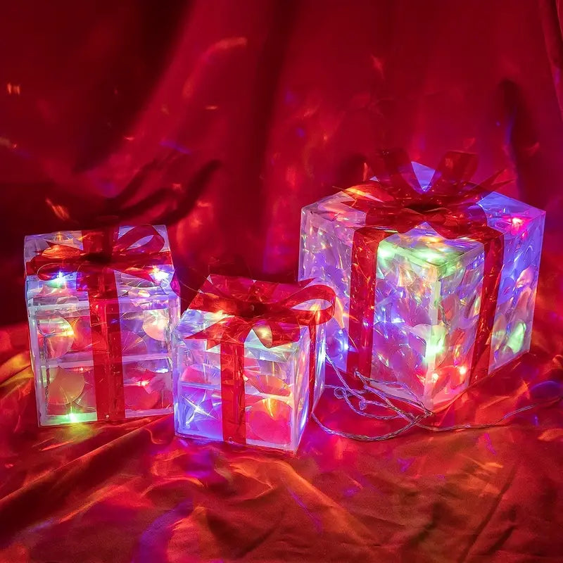 GlowBox – LED Gift Box Set for Christmas Decoration (3 Pieces)