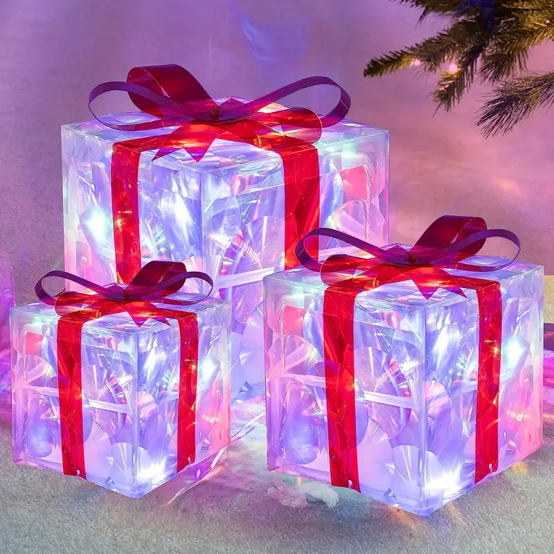 GlowBox – LED Gift Box Set for Christmas Decoration (3 Pieces)