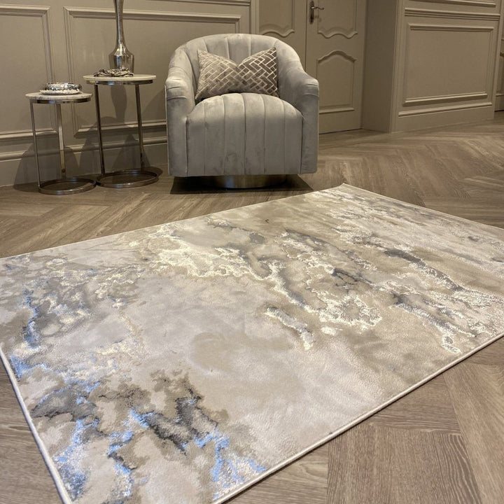 MaiaFloor – Gray, Cream, and Silver Marble Carpet – Refined and Modern